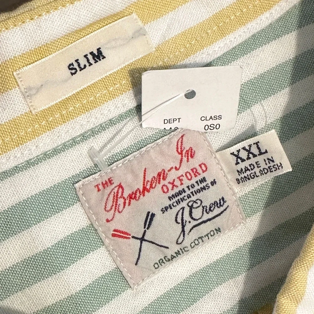 J Crew Broken-In Oxford Shirt Men XXL Slim Multi Striped Button Down Cotton NWT